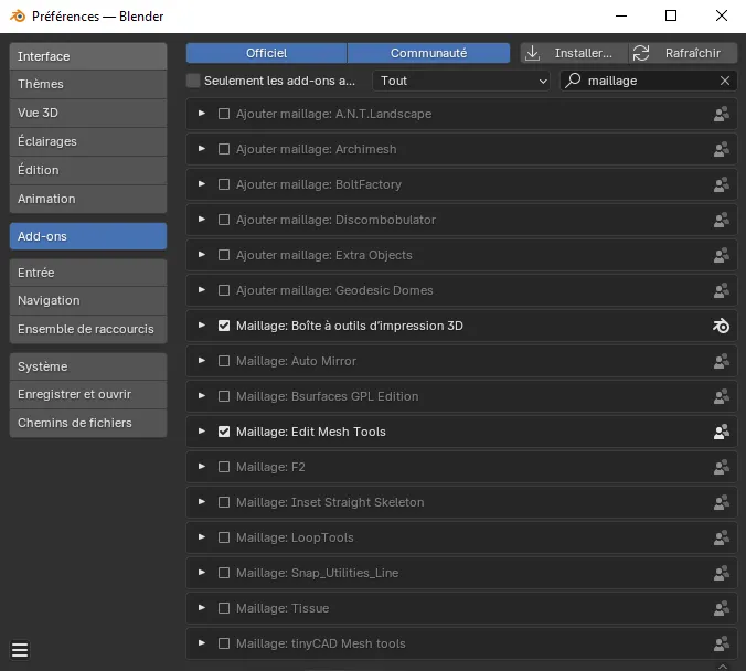 Addons blender
