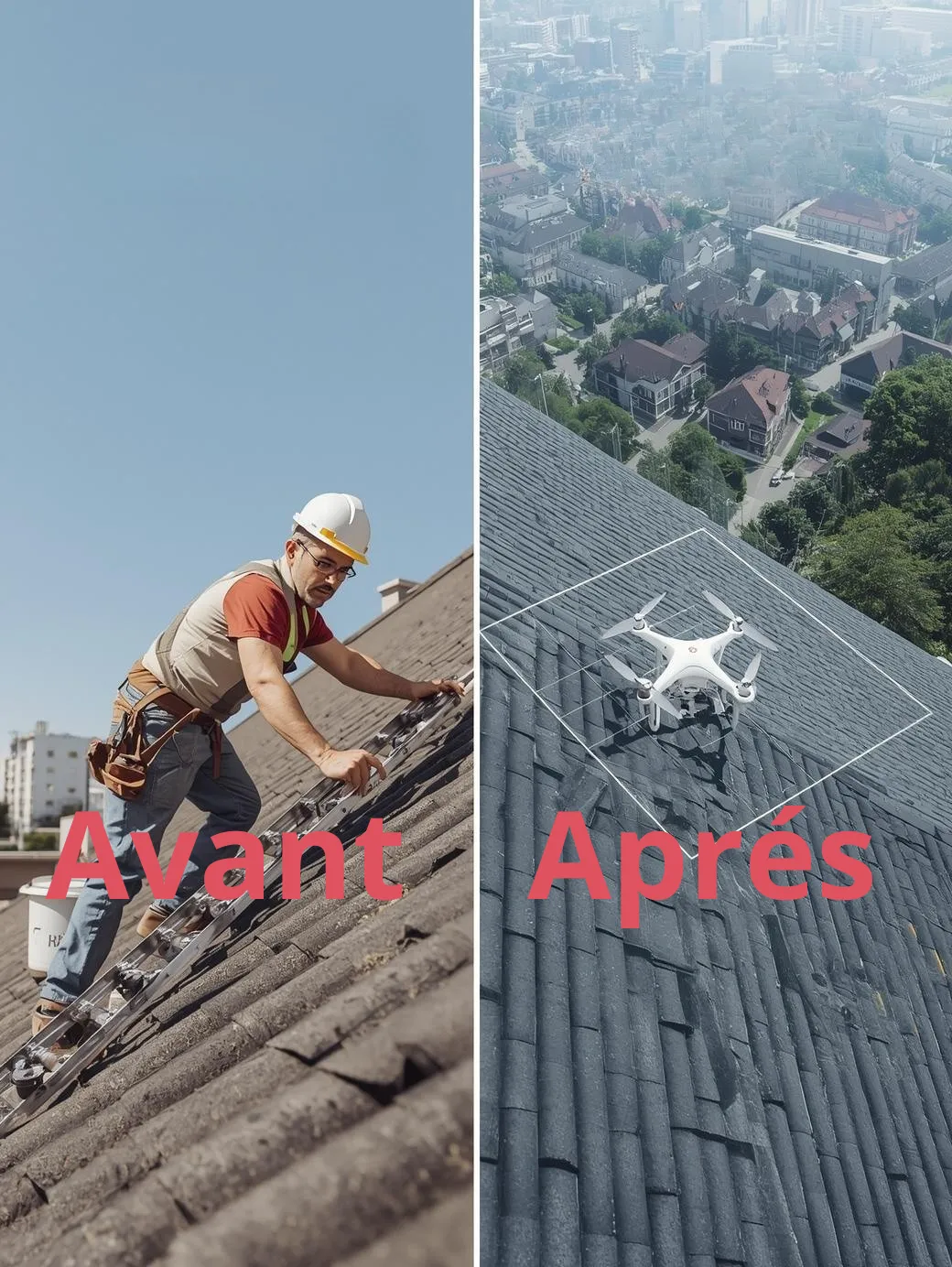 Comparaison avant / après : inspection de toiture manuelle puis par drone