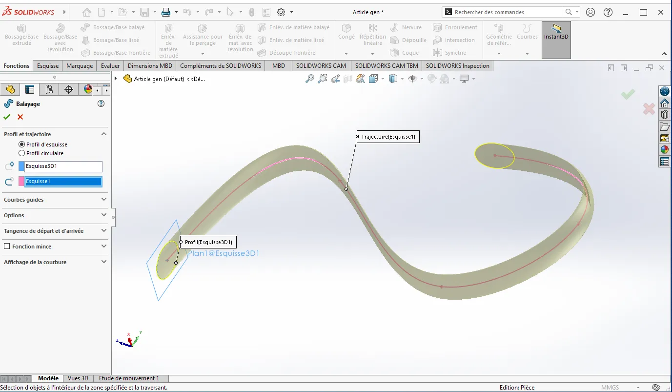 Exemple de balayage SolidWorks