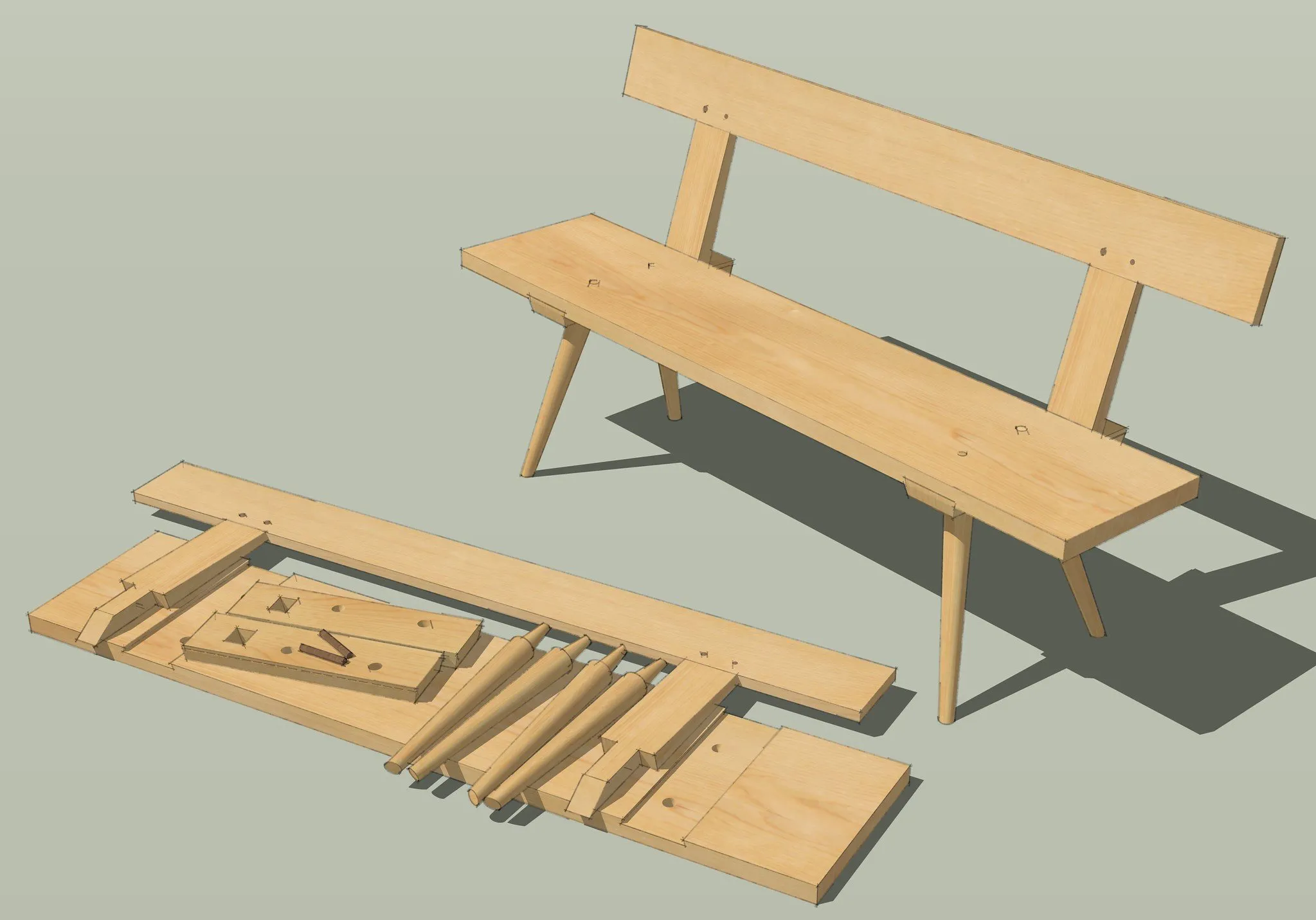 Banc sketchup en bois