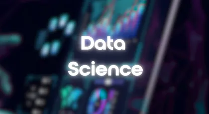 Texte blanc affiché sur un fond flou de graphiques et d'écrans numériques: 'Data Science'.