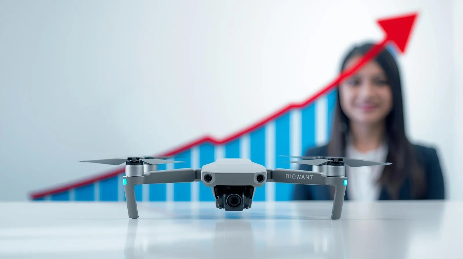 Courbe de croissance en hausse avec un drone, symbolisant l'évolution de carrière