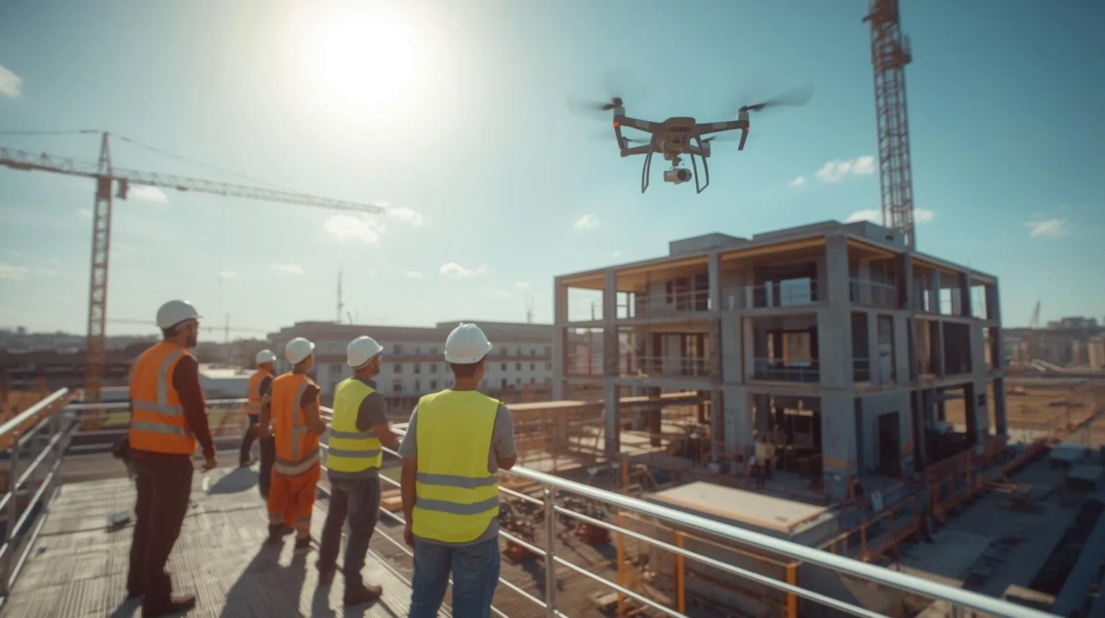 Drone documentant l'avancement d'un chantier de construction