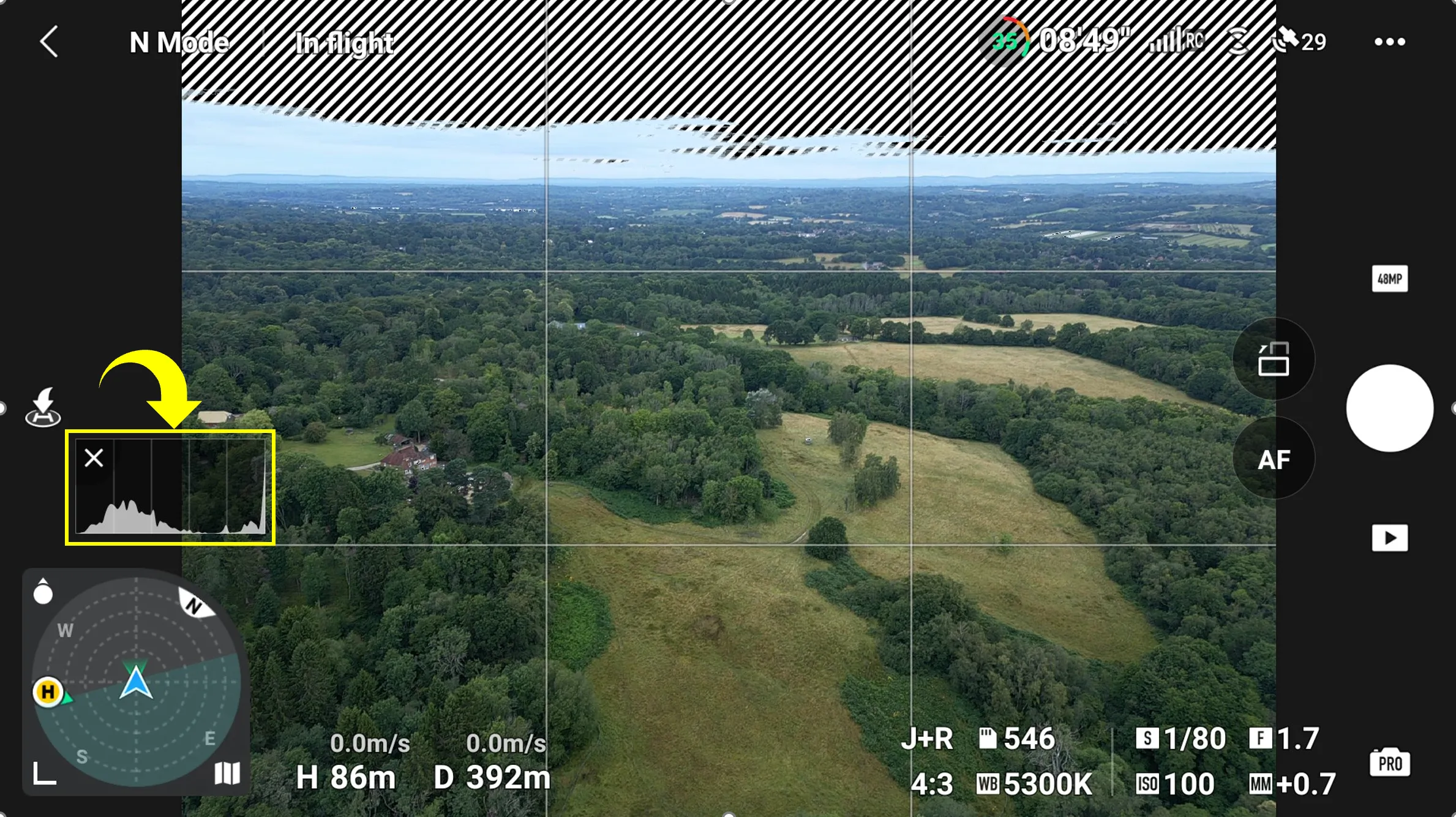 DJI Fly histogramme