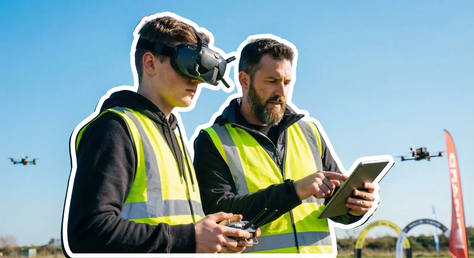 Formation drone Marseille avec télépilote et drone en situation de pratique