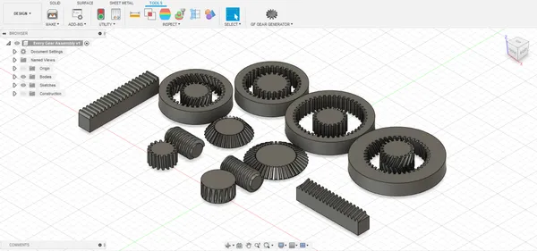 Types d'engrenages Fusion 360