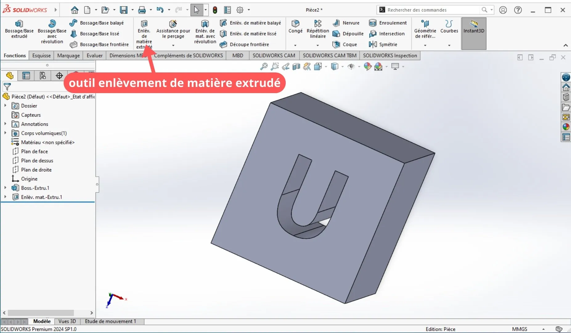 Enlèvement de matière solidworks