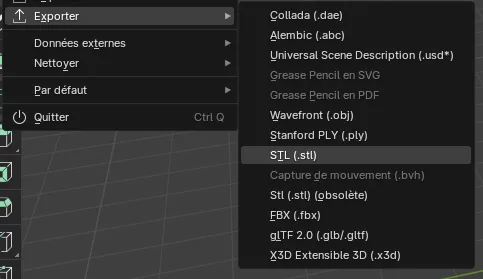 Exportation blender