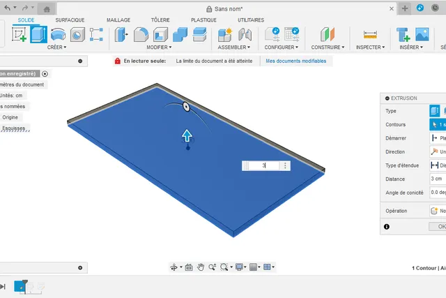 Extrusion d'un croquis dans Fusion 360