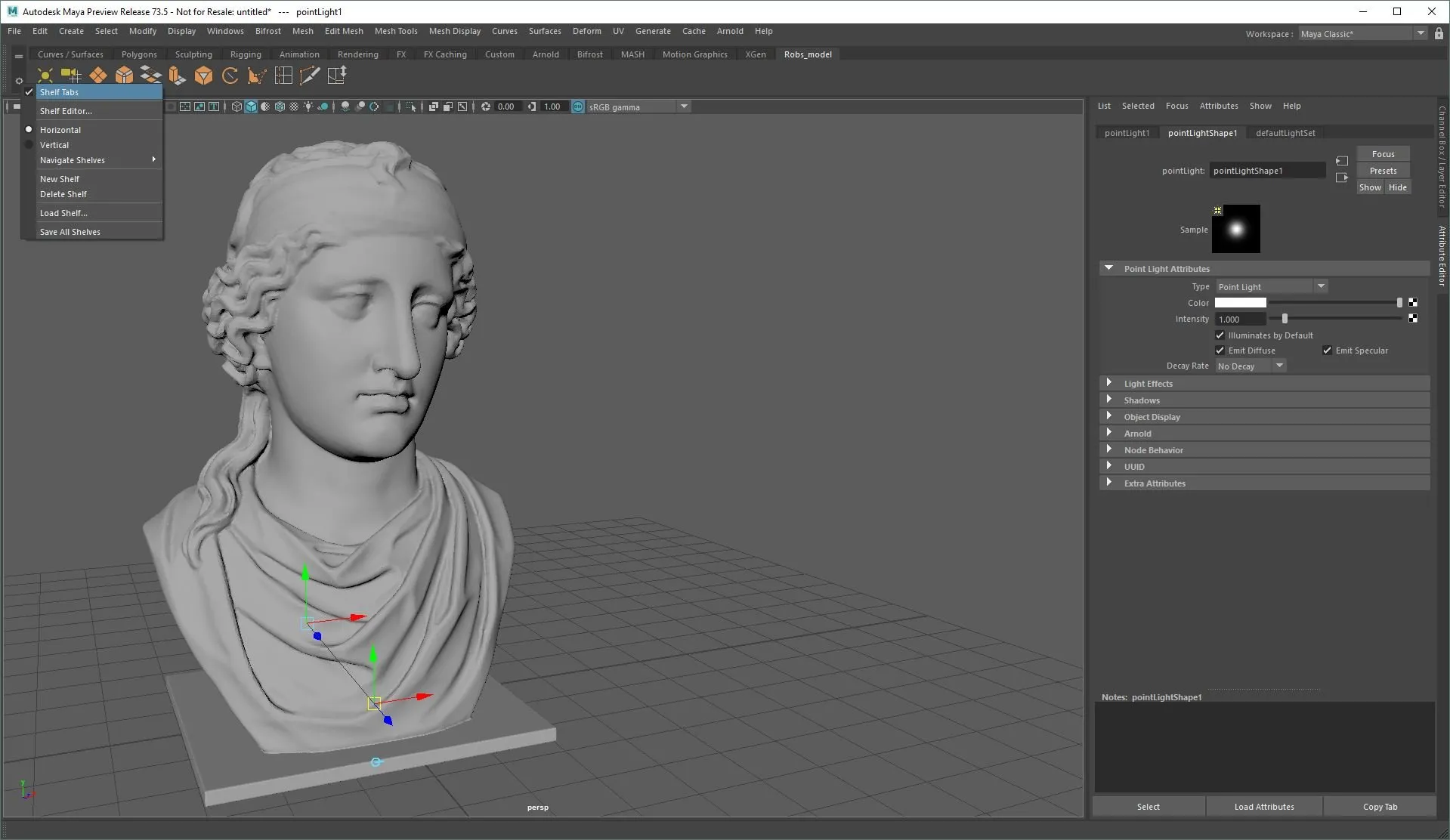 Image de l'interface de Maya
