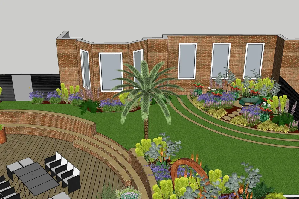 Aménagement de jardin conçu sur SketchUp