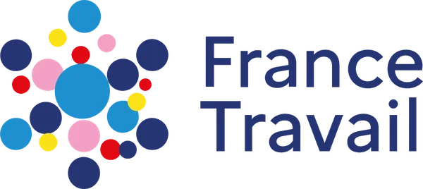 Logo de France Travail avec plusieurs cercles colorés et le texte "France Travail"