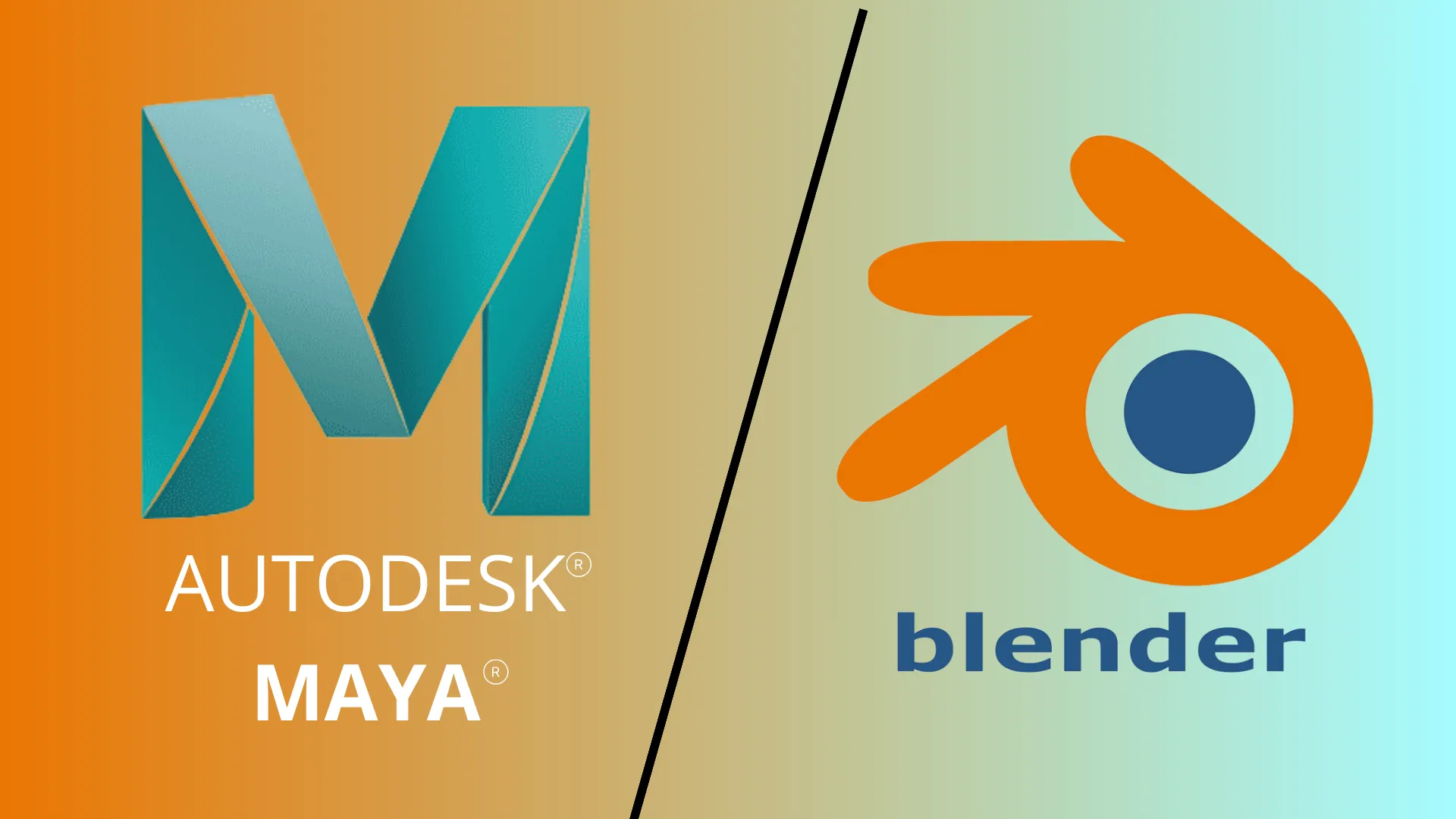 Logo Maya Autodesk et Blender