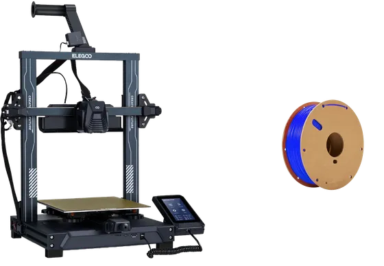 Une imprimante 3D avec bobine de filament bleue