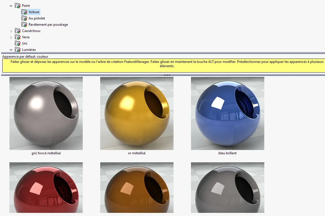 Matériaux SolidWorks