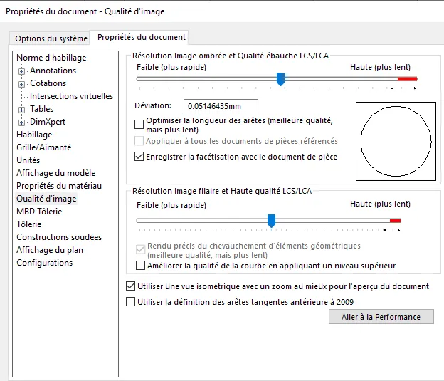 Modification qualité d'image SolidWorks
