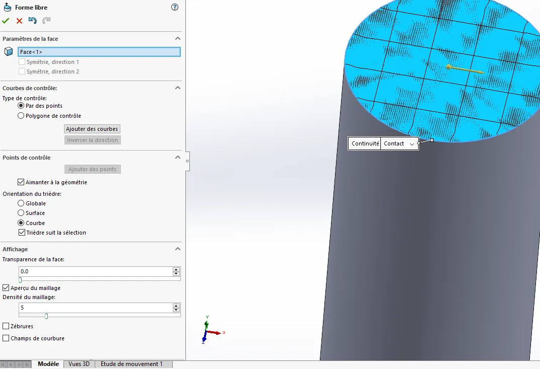 Outil forme libre SolidWorks