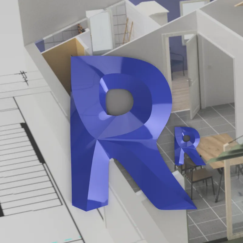 Maquette 3D imprimée d'une structure architecturale à côté d'un plan en deux dimensions