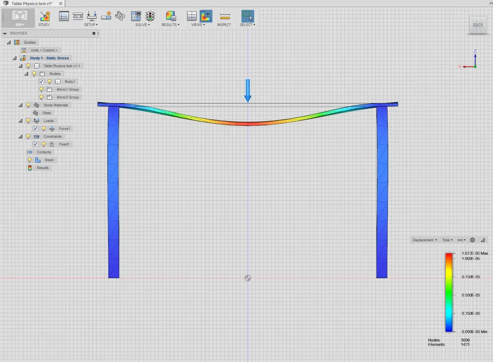 Simulation de structure réalisée sur Fusion 360