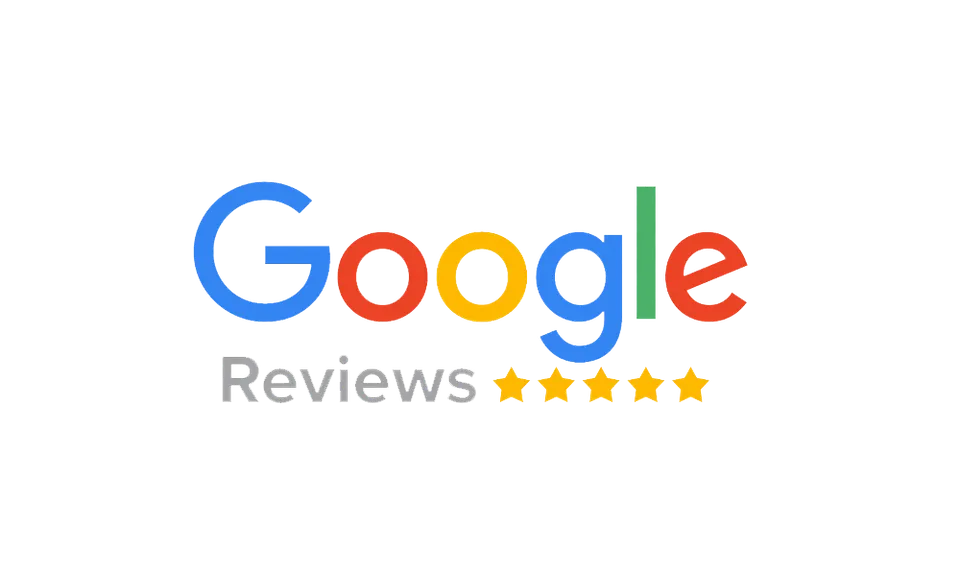 Logo de Google Reviews avec cinq étoiles dorées.