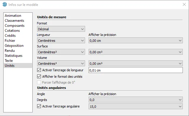 configuration sketchup menuiserie