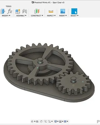 Modèle 3D de engrenages de vitesse de traction pour un projet de conception mécanique dans un logiciel de modélisation 3D.