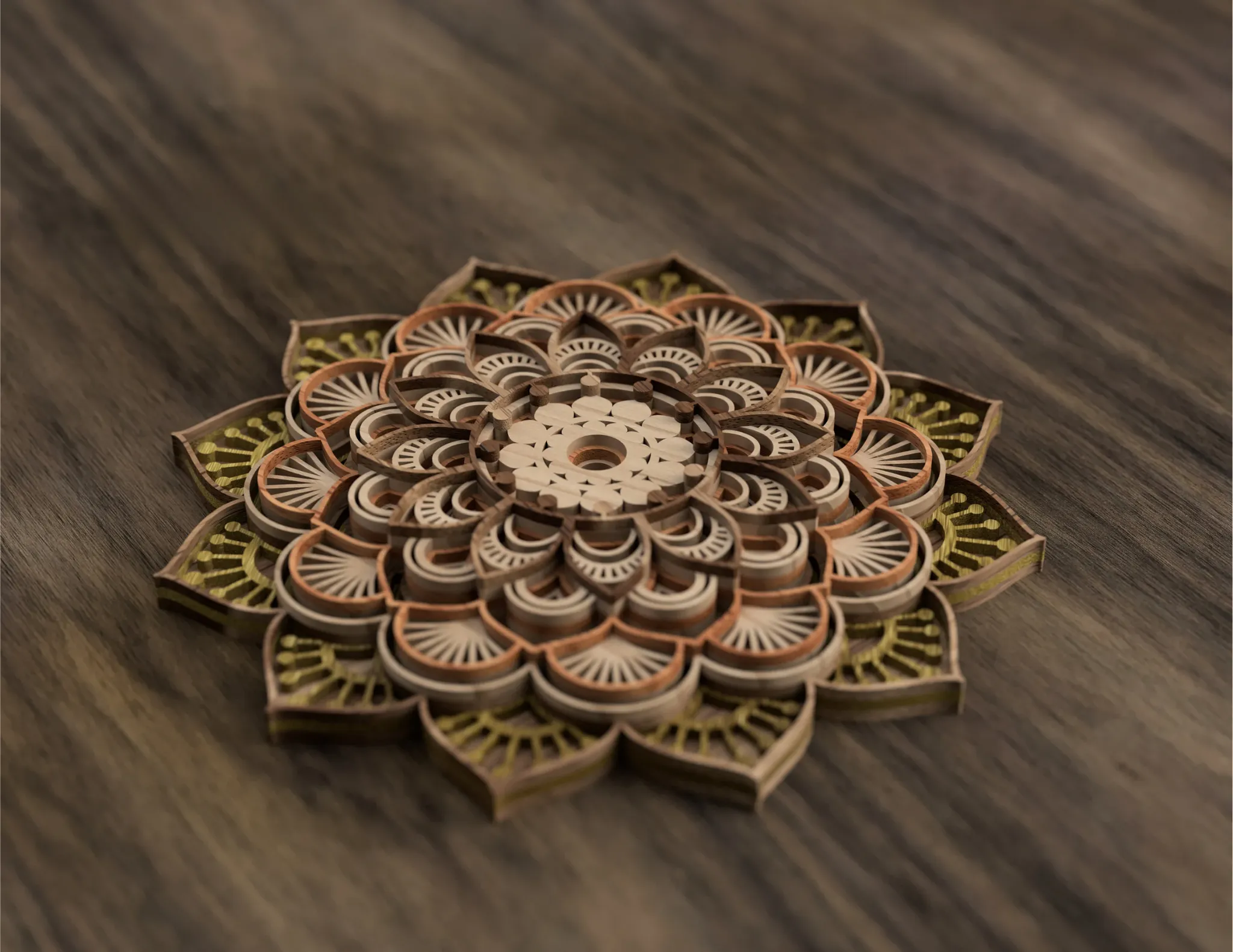 gravure d'une fleur sur plusieurs couches