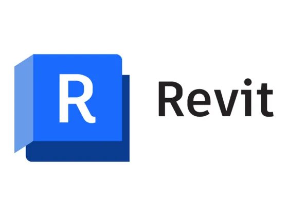Logo de Revit avec un carré bleu et la lettre R blanche, suivi du texte 'Revit'