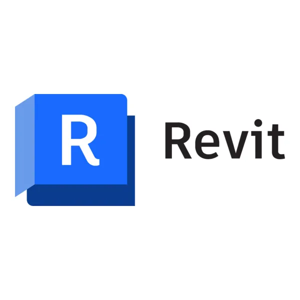 Logo de Revit avec un symbole bleu contenant un 'R' et le texte 'Revit' à côté.