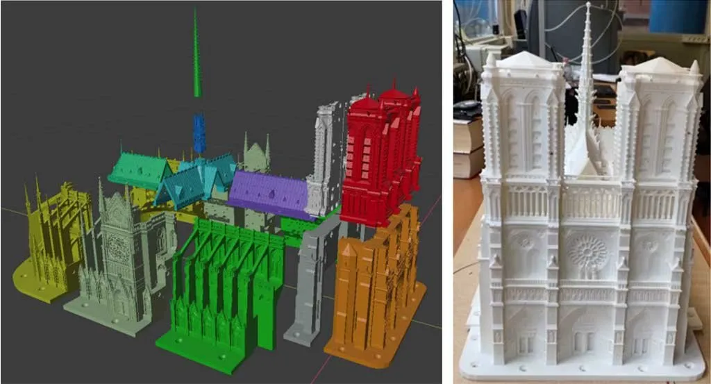 maquette-notre-dame-de-paris-impression-3D-impression 3d en plusieurs parties