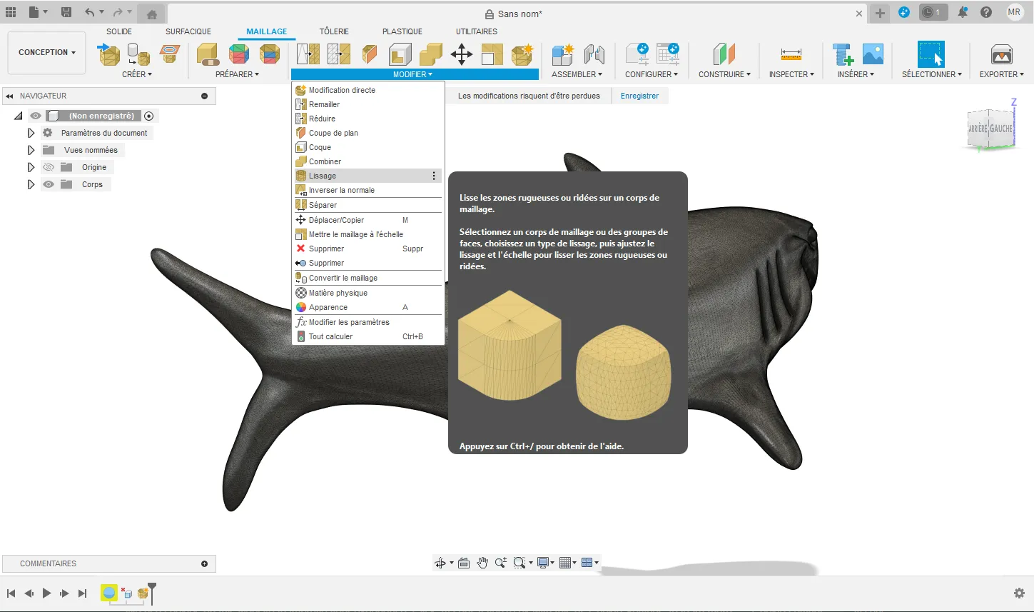outil lissage fusion 360