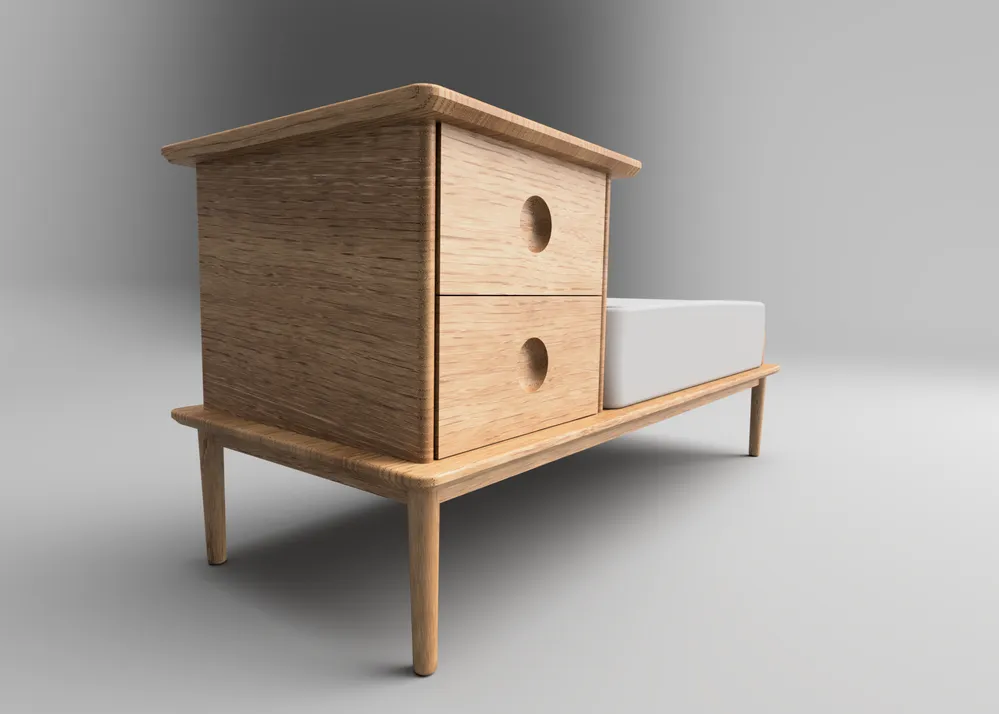 rendu photoréaliste meuble en bois fusion 360