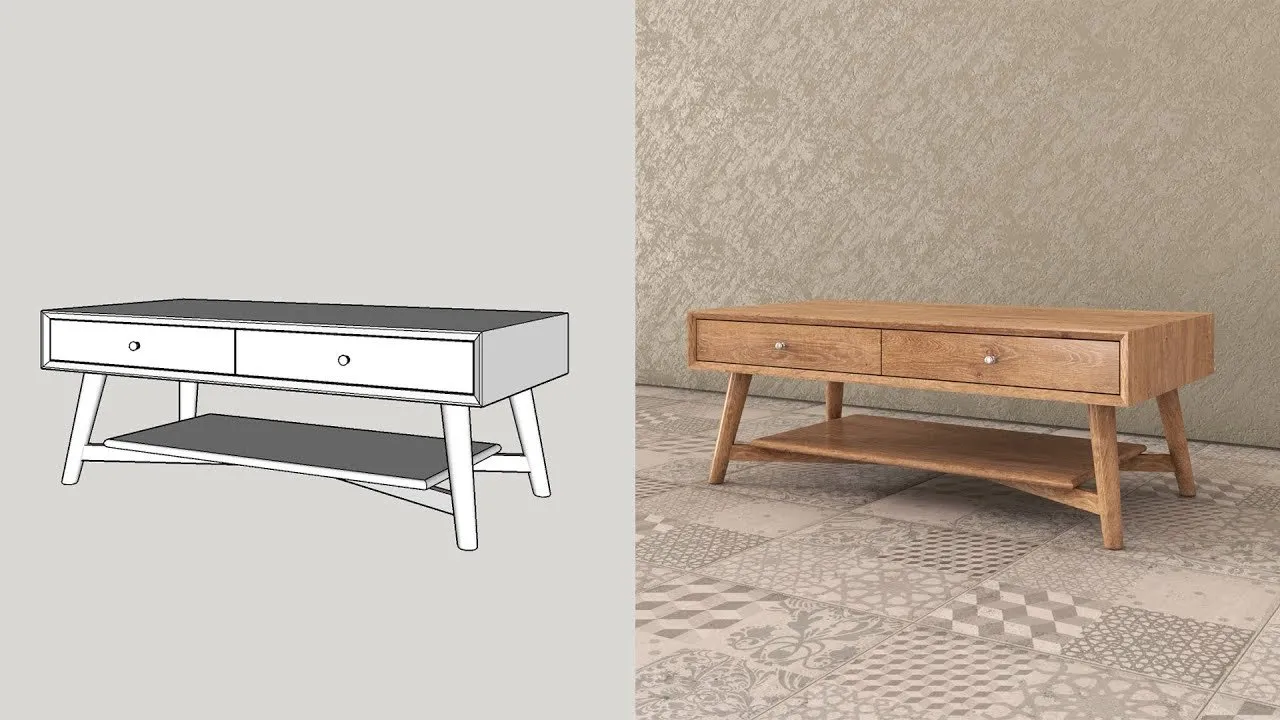 rendu table basse avec tirroir