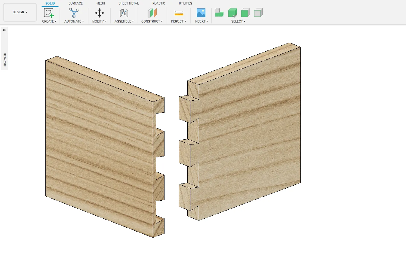 résultat utilisation de Mortise and Tenon plugin Fusion 360