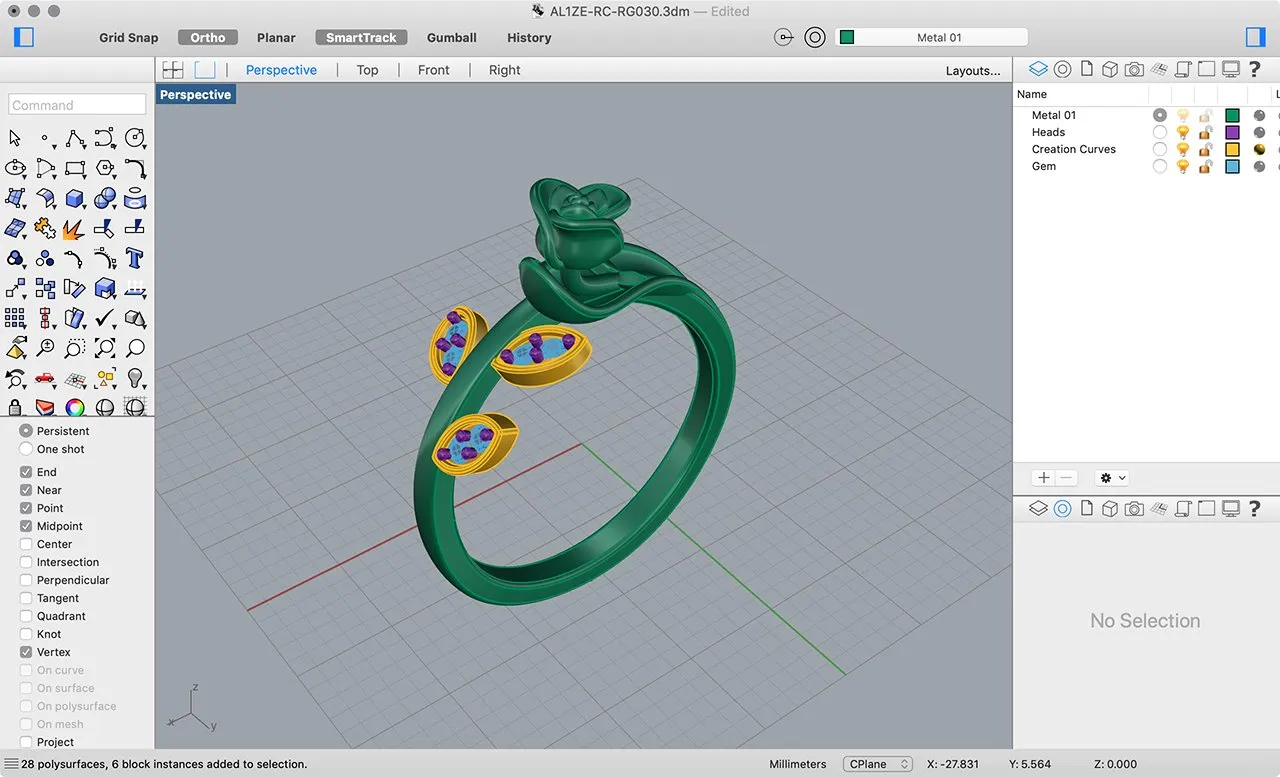 Modelisation 3d d'une bague sur Rhinoceros 3d