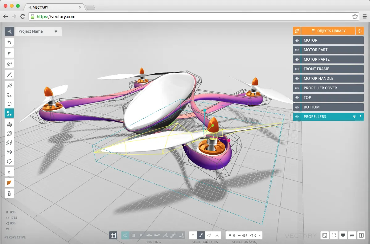 modelisation 3d vectary d'un drone