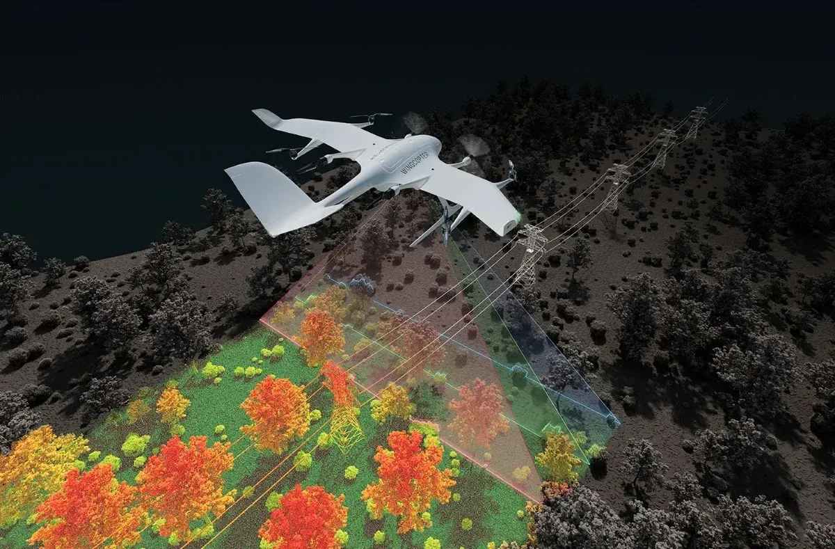Drone professionnel équipé d'un capteur LiDAR pour la photogrammétrie